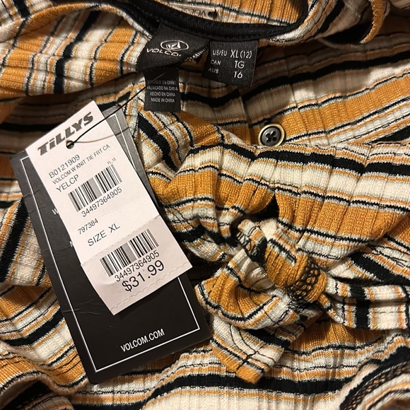 NWT! VOLCOM Stone Stripe Womens Crop Cami Yellow Combo Stone Stripe Medium XL - Picture 10 of 12